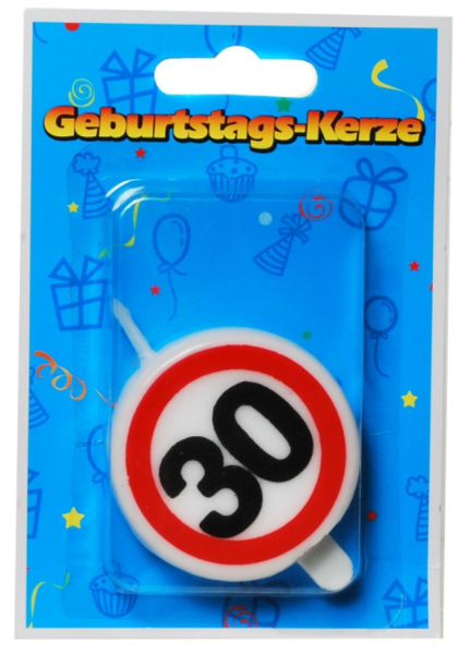 Tortenkerzen 5 cm - Verkehrstafel Zahl 30