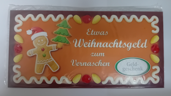 XXL-Geldgeschenk-Karte 30 x 15.5cm - Etwas Weihnachtsgeld zum Vernaschen