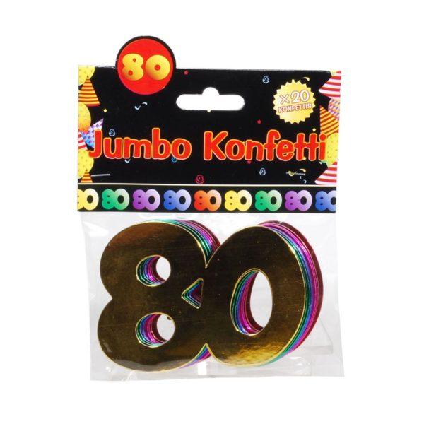 Jumbo Konfetti Pappe - 20 Stück ​7,5 cm x 10 cm - bunt Zahl 80