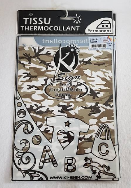 Bügelstoff - Tissue Thermocollant - 15 x 20 cm - Army