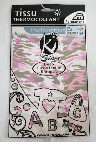 Bügelstoff - Tissue Thermocollant - 15 x 20 cm - pink Army