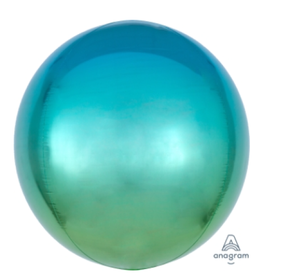 Ombre Orbz - metallic blue und green - Folienballon 40 cm ungefüllt