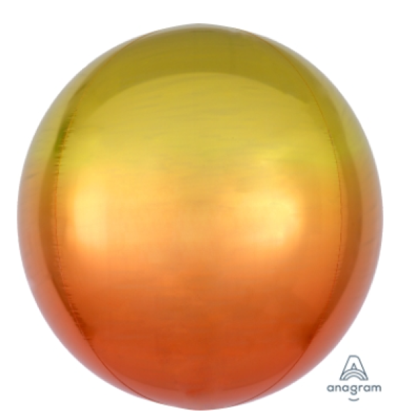 Ombre Orbz - metallic yellow und orange - Folienballon 40 cm ungefüllt