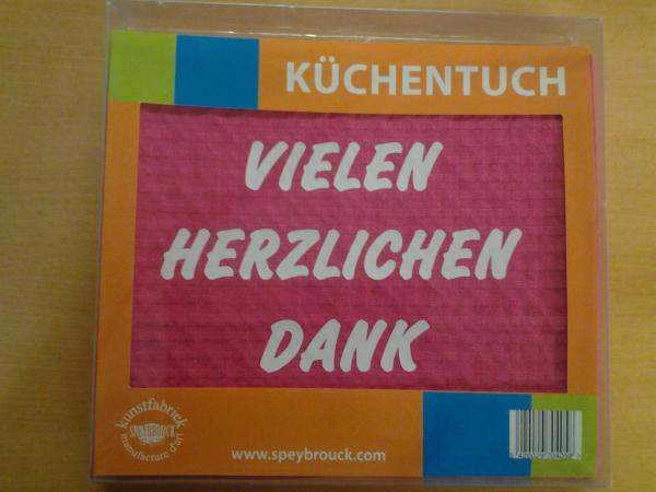 Küchentuch pink - Vielen herzlichen Dank