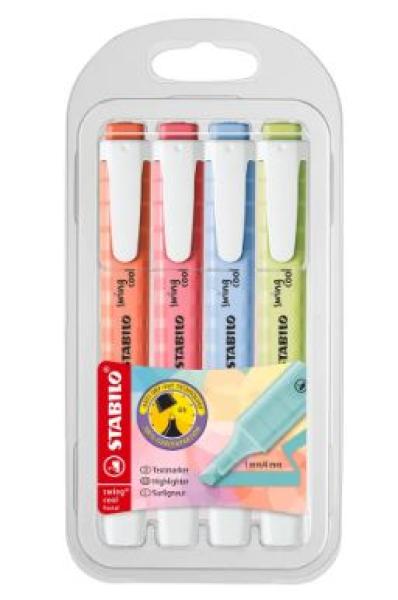 STABILO® Textmarker swing® cool Pastel Edition - 4er Etui