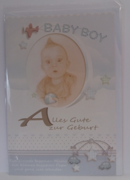 Alles Gute zur Geburt - Baby Boy - Doppelkarte A6 mit Couvert