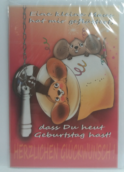 Eine kleine Maus hat mir geflüstert dass Du heut Geburtstag hast! Herzlichen Glückwunsch - Doppelkarte A6 mit Couvert