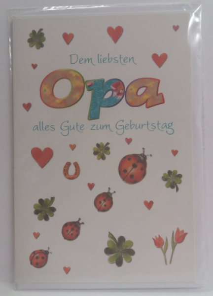 Dem liebsten Opa alles Gute zum Geburtstag - Doppelkarte A6 mit Couvert