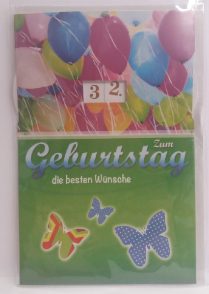 Zum Geburtstag die besten Wünsche - Doppelkarte A6 mit Couvert