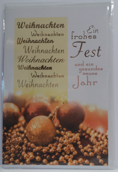 Weihnachten - Ein frohes Fest und ein gesundes neues Jahr - Doppelkarte A6 mit Couvert