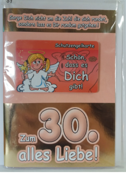 Karte: Sorge Dich nicht um die Zahl die sich rundet, sondern lass es Dir rundum gutgehen! Zum 30. alles Liebe! - Doppelkarte A6 mit Couvert