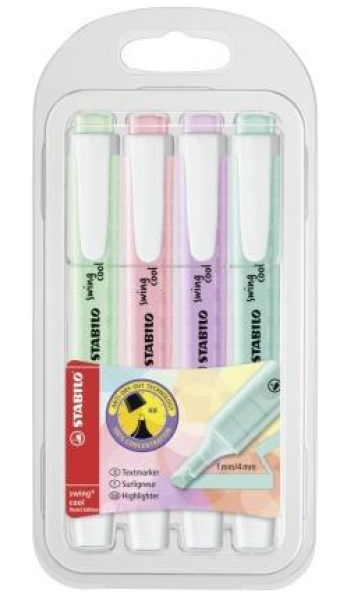 STABILO® Textmarker swing® cool Pastel Edition - 4er Etui