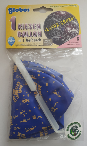 Riesen Ballon 90 cm - Happy Birthday - blau - 1 Beutel - 1 Stück