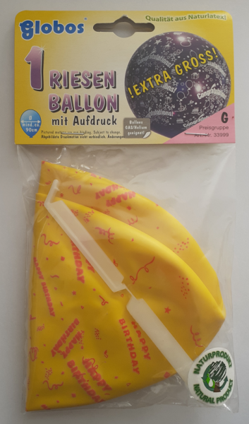 Riesen Ballon 90 cm - Happy Birthday - gelb - 1 Beutel - 1 Stück 