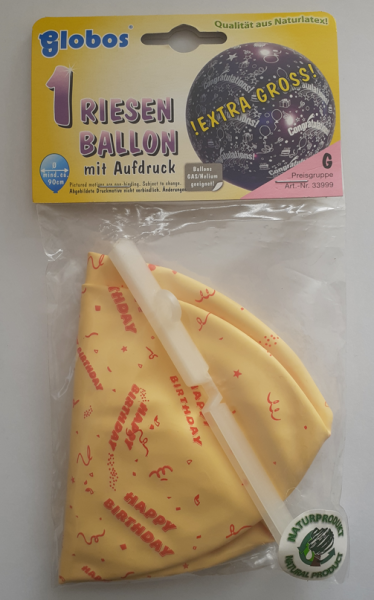 Riesen Ballon 90 cm - Happy Birthday - vanille - 1 Beutel - 1 Stück