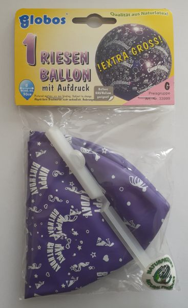 Riesen Ballon 90 cm - Happy Birthday - violett - 1 Beutel - 1 Stück 