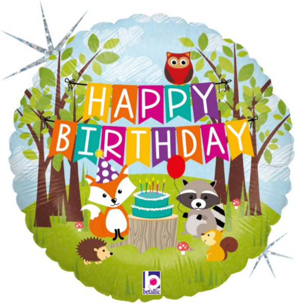 Happy Birthday Woodland Party - Folienballon 45 cm ungefüllt