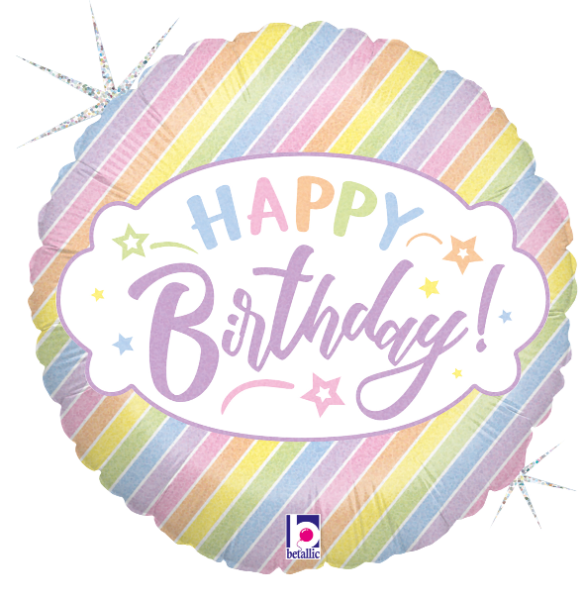 Happy Birthday pastel glitter - Folienballon 45 cm ungefüllt