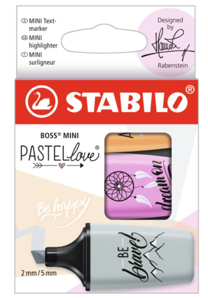 STABILO® BOSS® Textmarker MINI Pastellove 2.0 - 3er Kartonetui