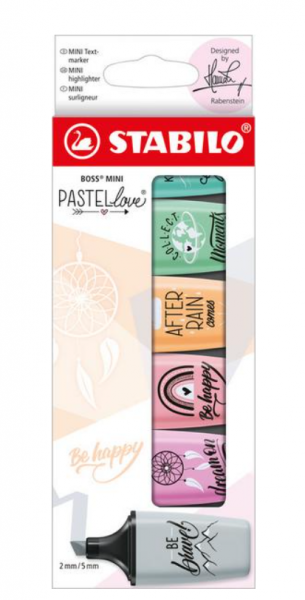 STABILO® BOSS® Textmarker MINI Pastellove 2.0 - 6er Kartonetui