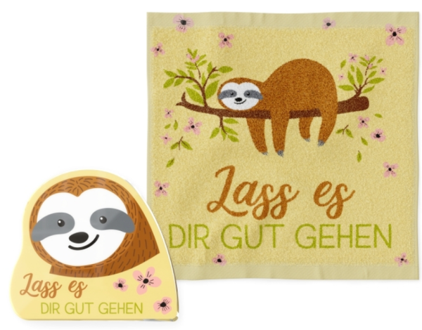 happy Zoo Faultier - Magisches Handtuch 30x30cm - Lass es dir gutgehen