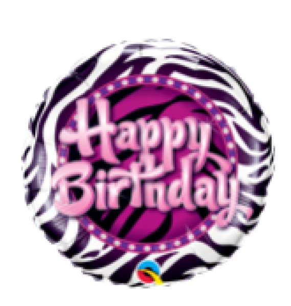 Happy Birthday Zebra Print - Folienballon 45 cm ungefüllt