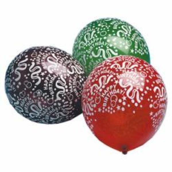 Happy Birthday bunt - Ballon 30 cm - 1 Beutel - 5 Stück