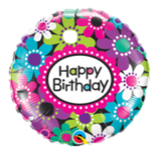 Happy Birthday Daisy Patterns - Folienballon 45 cm ungefüllt