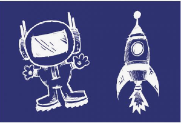 my style, Schablone Astronaut + Rakete + Rakel - A5, 1 Schablone + Rakel