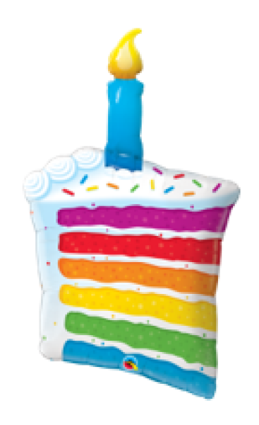 Rainbow Cake und Candle - Folien Ballonfigur 107 cm - ungefüllt