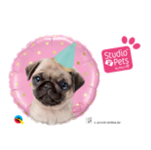 Studio Pets - Party Pug - Folienballon 45 cm ungefüllt