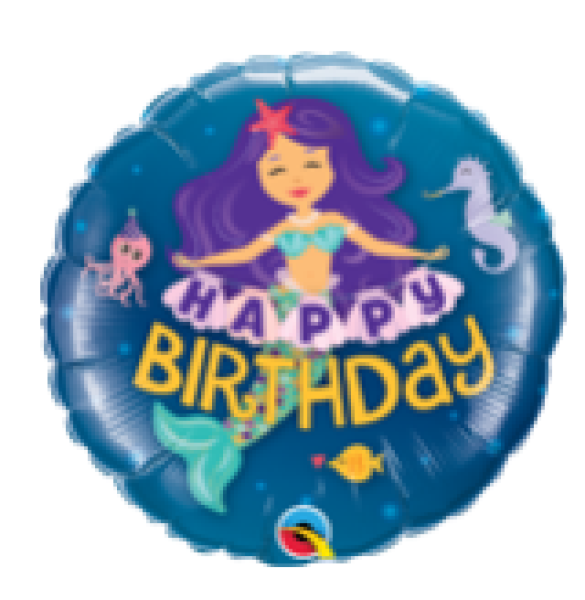 Happy Birthday Meerjungfrau - Folienballon 18 cm luftgefüllt