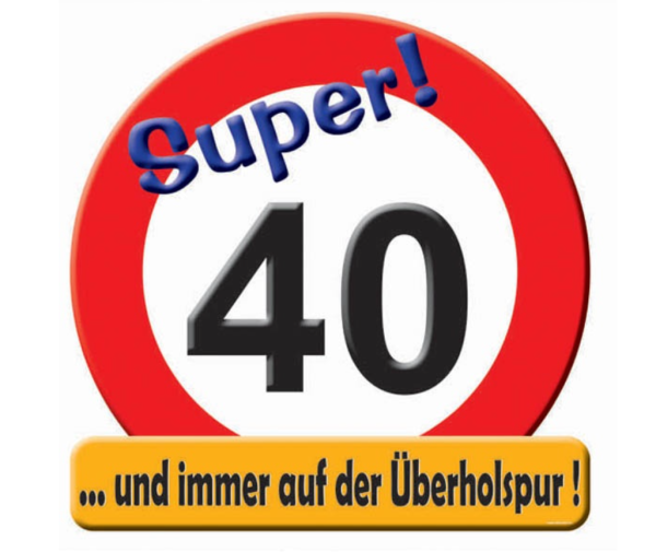 Riesen-Schild Pappe, 50 cm - Verkehrstafel - Zahl 40