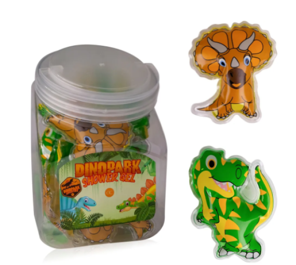 Mini-Duschgel 50 ml - Dino gelb - Duft: Zitrone