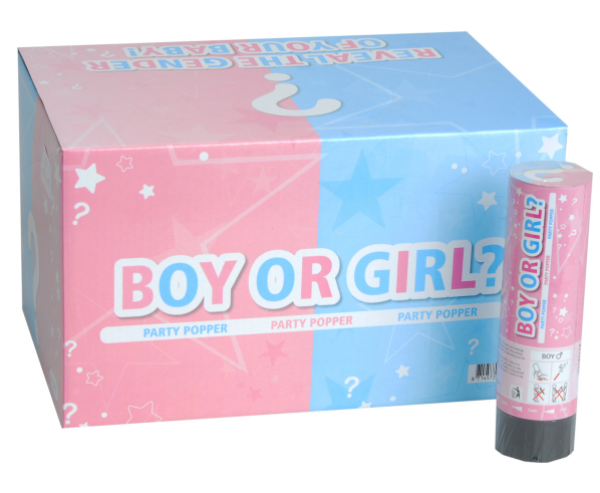 Konfettikanone Boy or Girl? 15 cm, für Gender Reveall Party - Girl