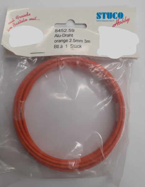 Alu Draht orange 2.5mm - 3m