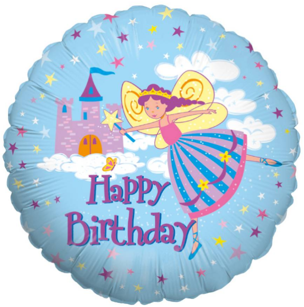 Happy Birthday Fairy Princess - Folienballon 45 cm ungefüllt