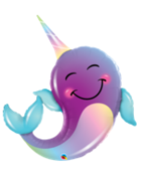 Party Narwhal - Folien Figurballon102 cm - ungefüllt