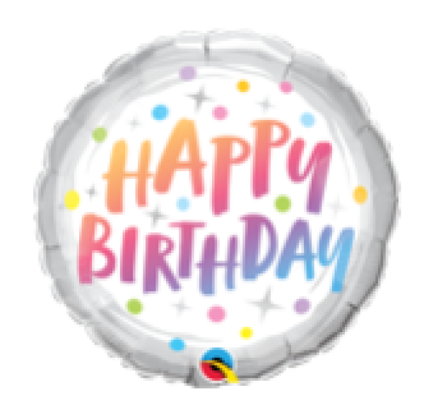 Happy Birthday Rainbow Dots - Folienballon 45 cm ungefüllt