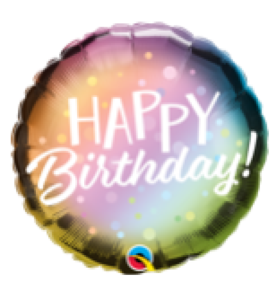 Happy Birthday Metallic Ombre und Dots - Folienballon 45 cm ungefüllt