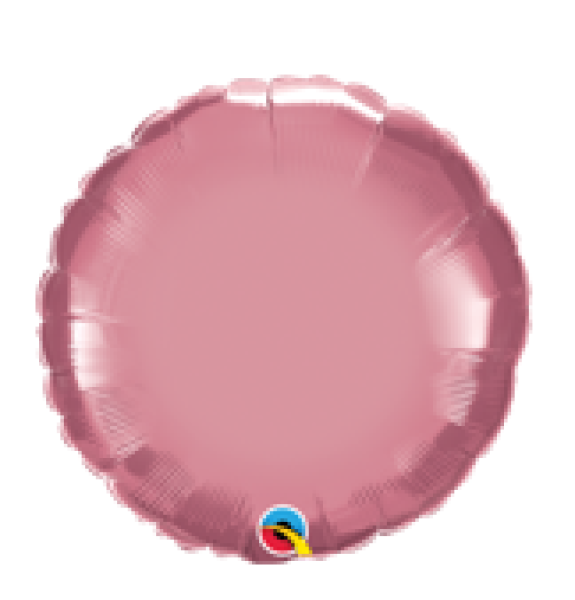 Chrome Mauve rund - rosé - Folienballon 45 cm ungefüllt