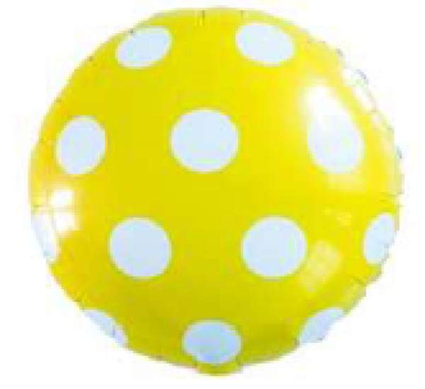 Dots - Punkte weiss - gelb - Folienballon 45 cm ungefüllt