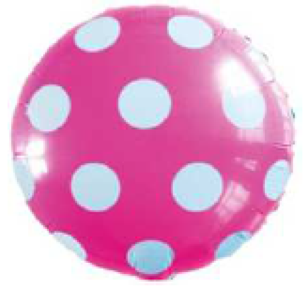 Dots - Punkte weiss - baby rosa - Folienballon 45 cm ungefüllt