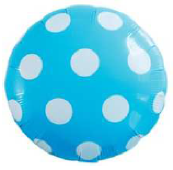 Dots - Punkte weiss - baby blau - Folienballon 45 cm ungefüllt