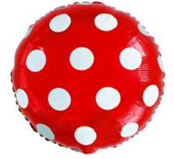 Dots - Punkte weiss - rot - Folienballon 45 cm ungefüllt