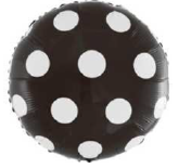 Dots - Punkte weiss - schwarz - Folienballon 45 cm ungefüllt