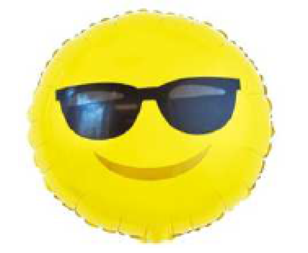 Emoji Sonnenbrille - gelb - Folienballon 45 cm ungefüllt