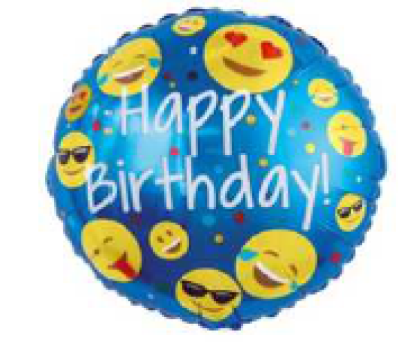 Happy Birthday Emoji - Folienballon 45 cm ungefüllt