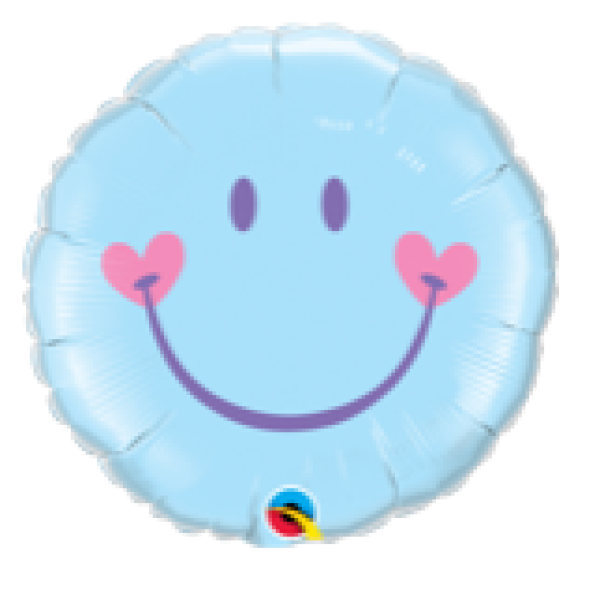 Sweet Smiley Face - pale blau - Folienballon 45 cm ungefüllt
