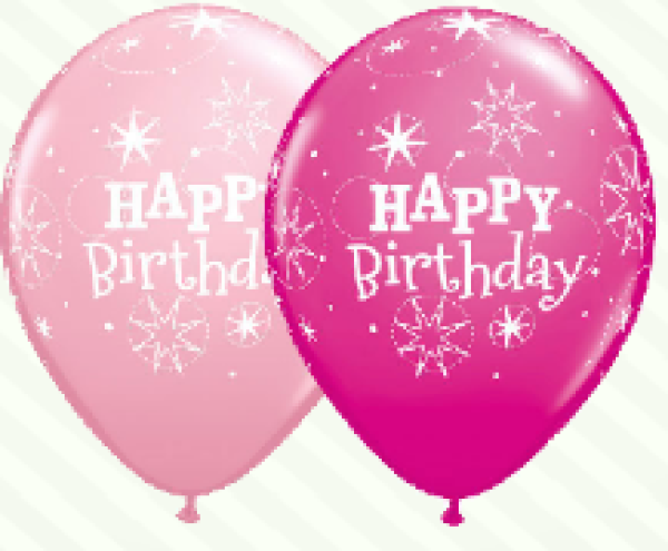 Happy Birthday - rosa-pink - Ballon 30 cm - 1 Beutel - 6 Stück 